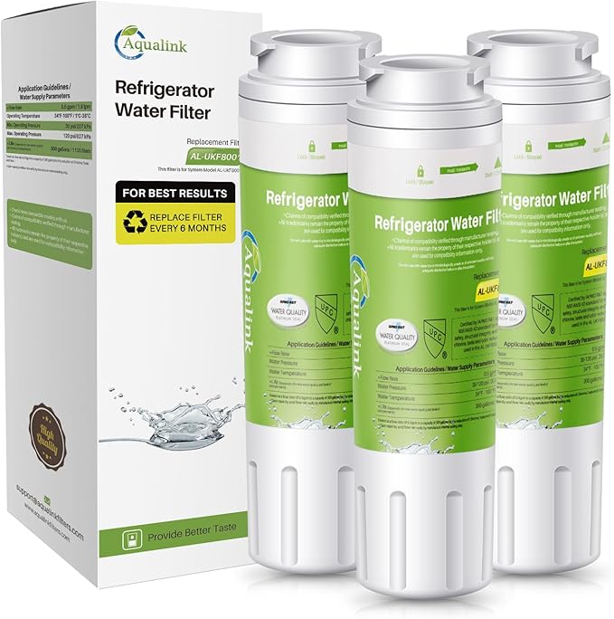 AQUALINK Replacement for EveryDrop Filter 4, Whirlpool UKF8001, 4396395, Maytag UKF8001AXX-200, UKF8001AXX-750, WD-F07, RWF0900A Refrigerator Water Filter, 3 Filters