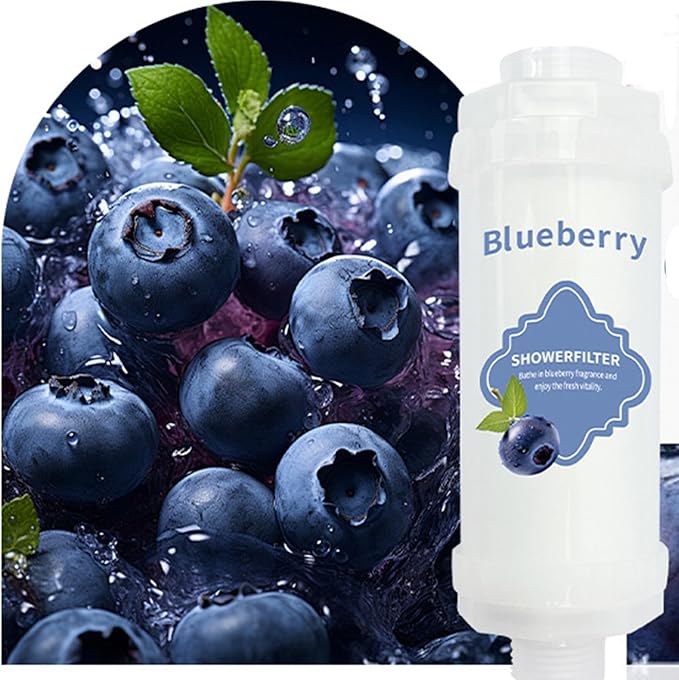 Shower Filter Vitamin C Replacement Cartridge Bathroom Accessories for Hard Water Filter Remove Chlorine Fluoride Heavy Metals Improves Skin Condition Protects Hair Blueberry Scent