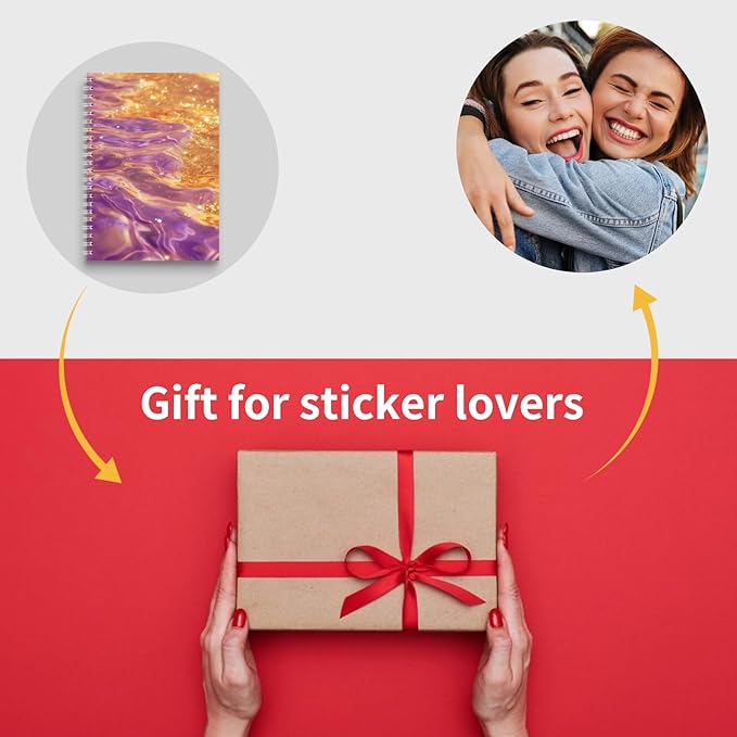 BetterJonny 4 Pcs Reusable Sticker Book Collecting Album Blank Sticker Storage Organizer Book, A5 Size 24 Inner Pages Per Album, Release Paper for Collecting Stickers, Labels(Dreamlike Quicksand)