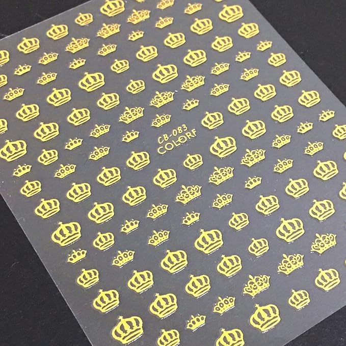 Gold Nail Art Stickers Decals, 3D Self-Adhesive Nail Glitter Design- Flowers Leaf Bow Crown Stars Moon Heart Chains Nail Art Decoration Holographic Nails Supplies for Women Girls Manicure(6 Sheets)