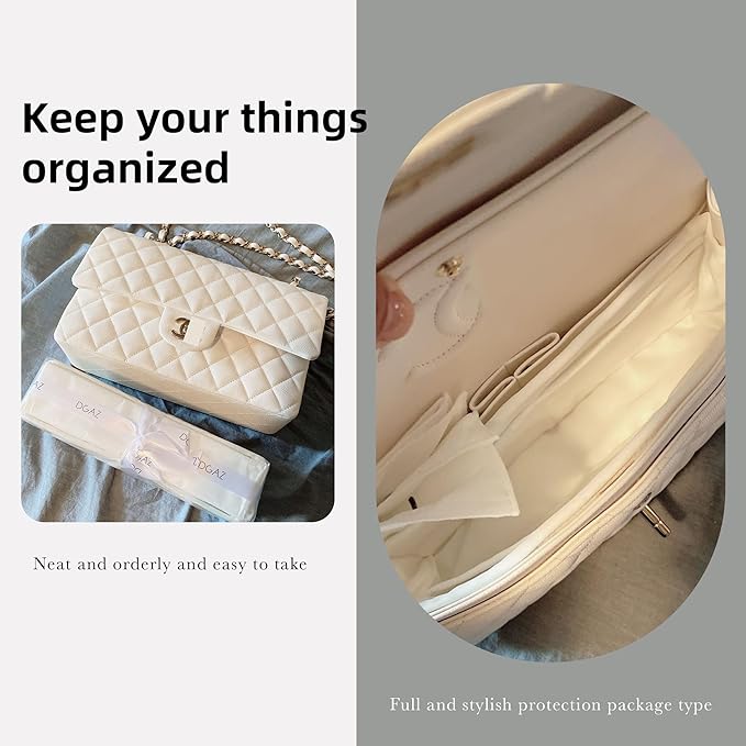 DGAZ Purse Organizer Insert，Silk Bag Organizer，Luxury Handbag & Tote Shaper Fits Chanel CF Bags