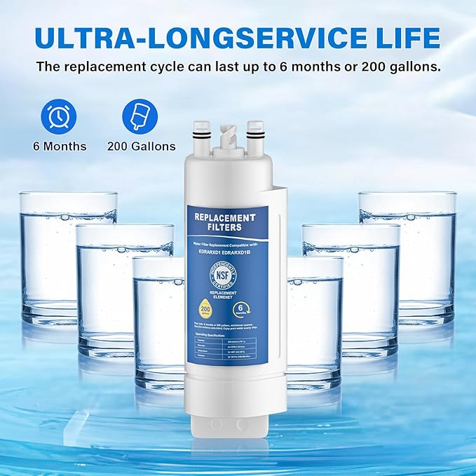 EDRARXD1 Water Filter Replacement, Compatible with Whirlpool EDRARXD1, Everydrop Filter A, EDRARXD1B, WRMF3636RZ, WRMF3636RW, WRMF3636RB, 3 Pack
