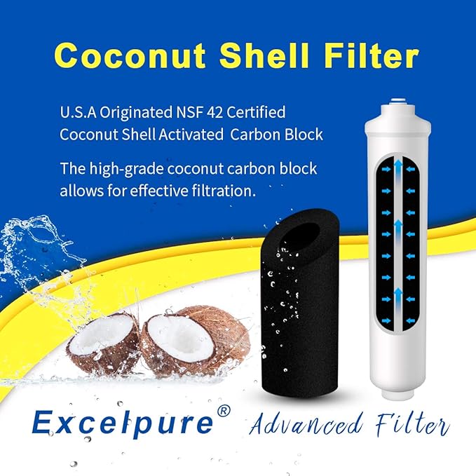 EXCELPURE RWF0300A Inline Water Filter, Replacement for GE® GXRTDR, Samsung DA29-10105J, Whirlpool WHKF-IMTO, IC-100A, 4378411RB, Samsung HAFEX/EXP, For Refrigerator, IceMaker, RVs, Marines, 4PACK