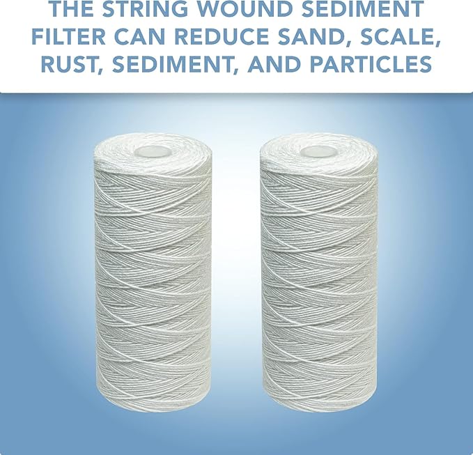 CFS – Polypropylene String Wound Water Filter Cartridges Compatible with Culligan Sediment Filter, Heavy Duty Well Water Filter Models – Whole House Replacement Filter Cartridge – 5 Micron (4 Pack)