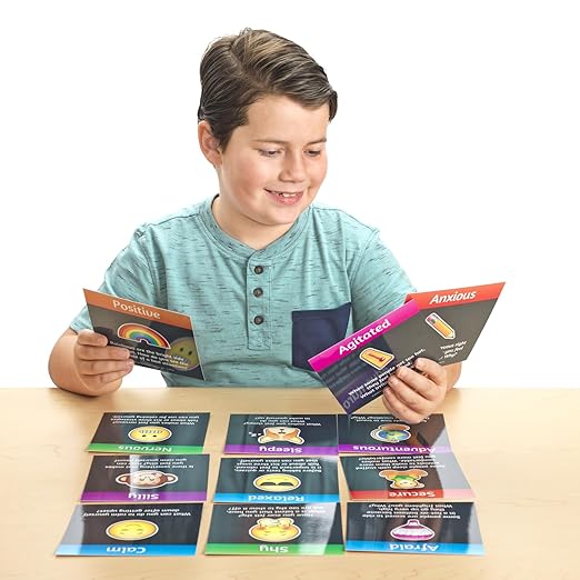 Really Good Stuff Emoji Feelings Cards for The Classroom or Home Activity for Kids - 12 Pk - Builds Social Emotional, Critical Thinking, Self-Awareness & Vocabulary Skills