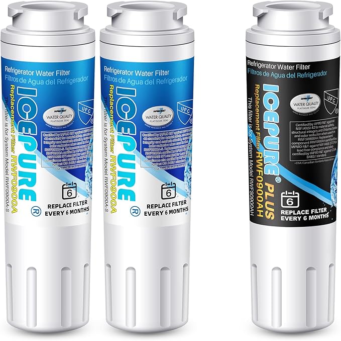 ICEPURE UKF8001 Replacement for Whirlpool Filter 4, Everydrop EDR4RXD1, FMM-2 Maytag UKF8001AXX-200 9084 4396395 MPF15090 WF-UKF8001,WF295,SGF-M9,Puriclean II,RWF0900A Refrigerator Water Filter,3PACK