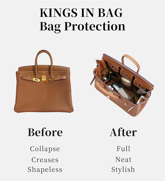Purse Organizer Insert for Bride A Brac GM, Lightweight & Portable Handbag Organizer, Satin Bag Insert with Practical Pockets, Bag Accessories for Women Luxury Handbags(Gold, GM)