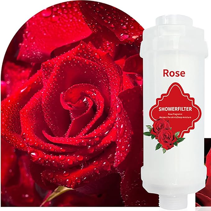 Vitamin C Shower Filter for Hard Water, Shower Aromatherapy, Water Purifier Bathroom Accessories Remove Chlorine Fluoride Heavy Metals Improves Skin Condition Protects Hair Rose Scent