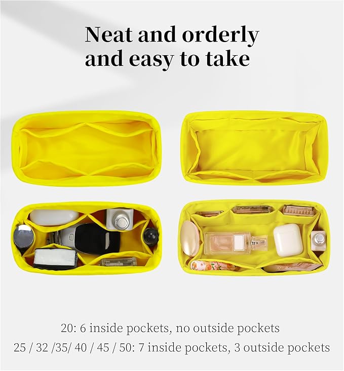 Purse Organizer Insert for Birkin 30, Lightweight & Soft Satin Organizer Insert with Pockets for Woman Bags, Ideal for Travel, Shopping, and Daily Use, Multicolor Options(Lime, BK30 Sellier)