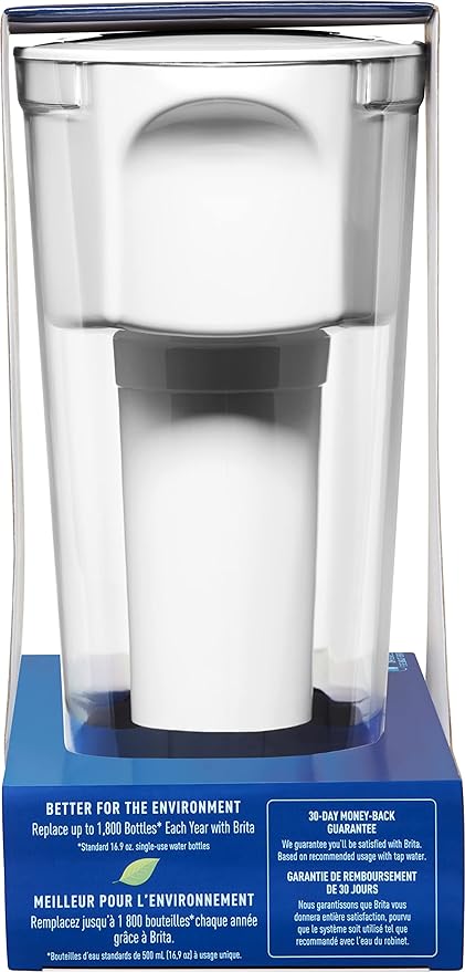 Brita Water Filter Pitcher for Tap and Drinking Water with 1 Standard Filter, Lasts 2 Months, 6-Cup Capacity, BPA Free, White