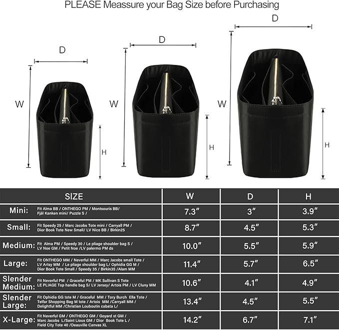ZTUJO Purse Organizer Insert For Handbags, Purse Organizer With Zipper, Neverfull Organizer, Bag Organizer For Speedy Neverfull ONTHEGO Tote, Handbag and More (Silky Black, Mini)