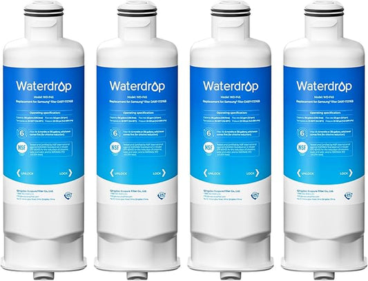 Waterdrop DA97-17376B Replacement for Samsung® HAF-QIN/EXP, DA97-08006C, RF28R7201SR, RF28R7351SG, WD-F45, Refrigerator Water Filter, 4 Filters