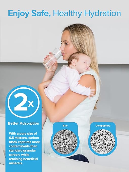 Brio Replacement Refrigerator Filter for Whirlpool 4396508, KitchenAid 4396547 | Significantly reduces unpleasant Tastes, Odors, Chlorine, and VOCs from Fridge Water & Ice | NSF Certified