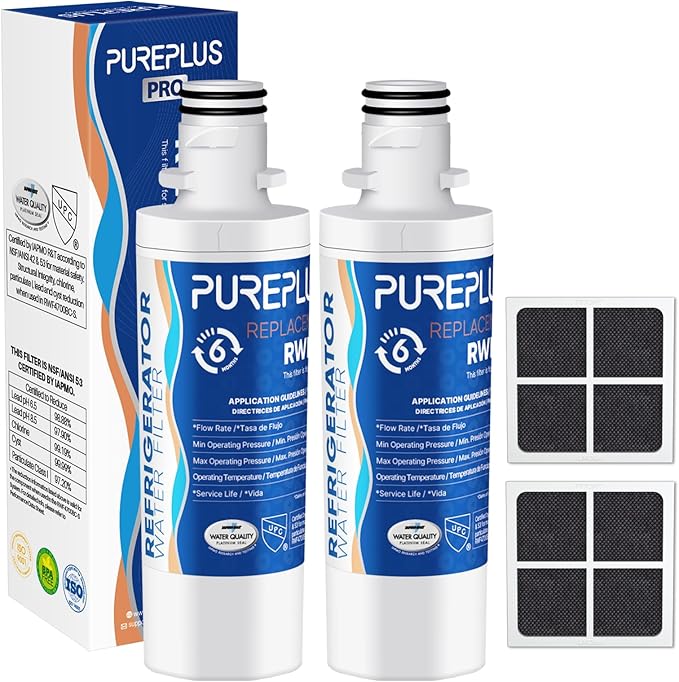 PUREPLUS ADQ747935 NSF 53&42 Certified Replacement for LT1000P LT1000 Kenmore Elite 9980 LT1000PC, MDJ64844601 ADQ74793501, LMXS28626S, LFXS26973S, LT120F Refrigerator Water and Air Filter, 2Pack