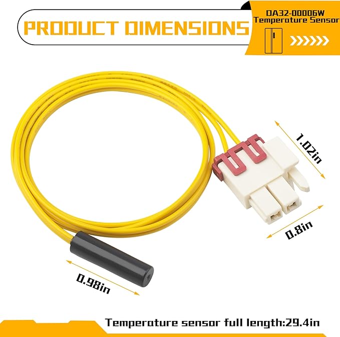 DA32-00006W Defrost Temperature Sensor, NTC Thermistor Fit for Samsung Refrigerators, Replaces DA32-00006B/C DA32-10105P/R AP4135567, Compatible with RT21M6215SR RS2677SL