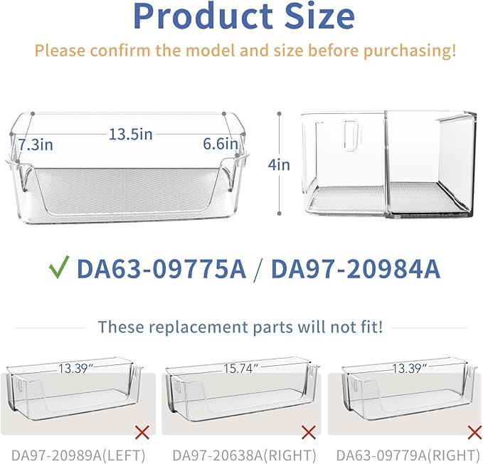 (2-Pack) Upgraded DA63-09775A DA97-20984A Refrigerator Door Bin Compatible with Sam-sung Fridge Door Shelves RF27T5201SR RF28T5001SR Fit for Sam-sung Refrigerator Door Shelf Replacement RF27T5241SR