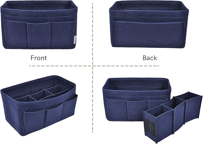 Vercord Felt Purse Organizer Handbag Insert Liner Shaper Bag in Bags for Speedy Neverfull Tote Navy Small