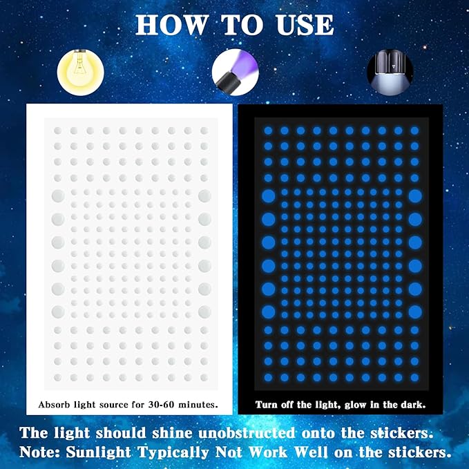 Glow in The Dark Dots Stickers, 404 Pcs 3D Ceiling Wall Glowing Dots Sticker, Self-Adhesive Glow-in-The-Dark Dot Decals Decor for Ceiling Kids Gifts Bedroom Bedding Room Decorations (Blue, Green)