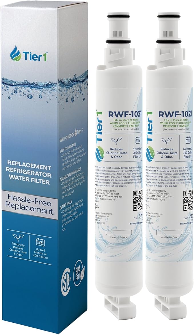 Tier1 RWF1021 4396701 Refrigerator Water Filter | Replacement for Kenmore 9915, EDR6D1, WF293, RWF2000A, 46-9915 Fridge Filter - Up to 12 Months Supply | Easy Install | Great Tasting Water (2-pk)