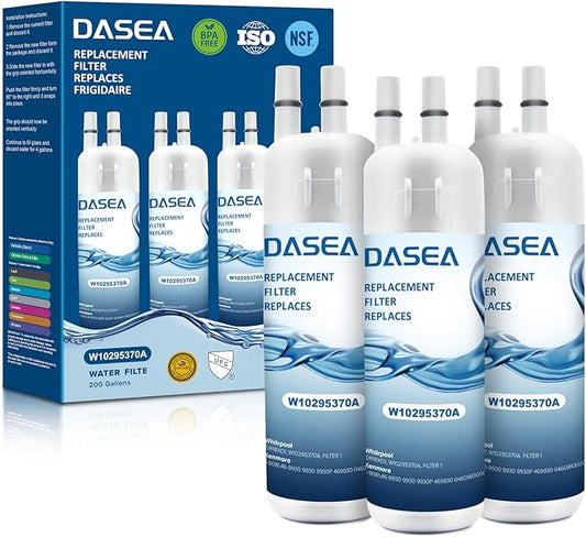 DASEA W10295370A Filter Replacement Compatible with W10295370, Filter 1, EDR1RXD1, WHR1RXD1, P8RFWB2L, P8WB2L, P4RFWB, 46-9930, 46-9081 (3 Pack)