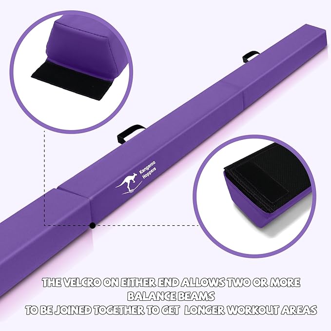 Kangaroo Hoppers Folding & Adjustable Balance Gymnastics Beam for Kids Ages 3-12, Extra Firm Floor Beam for Beginners and Professionals Home Training Equipment with Anti-Slip Foot, 8FT / 40 Inch