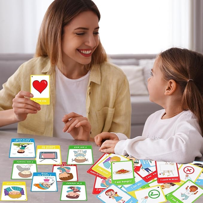 90PCS Autism My Behaviour Communication Cards for Speech Delay Children and Adults Special Needs Visual Aid Language Learning Cue Card Special Ed Feelings Emotions Flash Cards for Autism Communication
