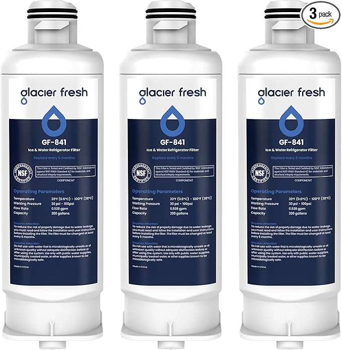 GLACIER FRESH Replacement for DA97-17376B Refrigerator Water Filters, HAF-QIN, HAF-QIN/EXP, DA97-08006C, RF23M8070SG, RF23M8070SR, RF23M8090SG, RF23M8090SR, RF23M8570SR, RF23M8590SG (3 Pack)