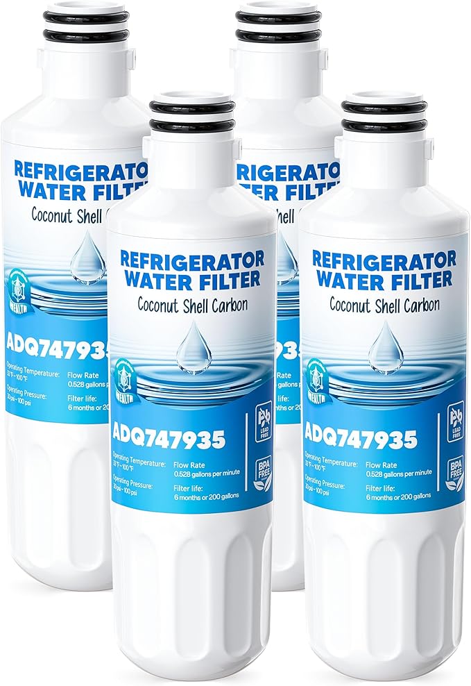 LT1000P Water Filter Replacement Fit for L-G Lt1000P/PC/PCS Compatible with L-G Models ADQ747935, ADQ74793501/02, MDJ64844601, LFXS26973S, LMXS30796S Water Filters, 4Packs By AVXBYR