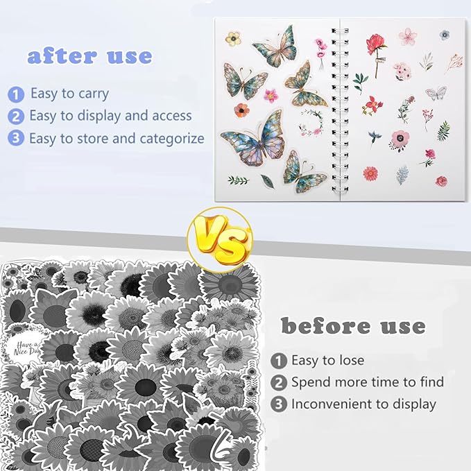 MUDOR Reusable Sticker Collecting Book with Puffy Cover, A5 Size with 40 Sheets Release Paper, Blank Stickers Storage Collection Album Organizer (Star)