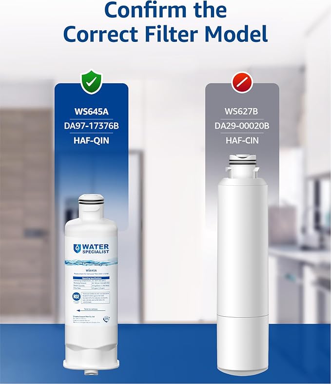 Waterspecialist DA97-17376B Refrigerator Water Filter, Replacement for Samsung® HAF-QIN/EXP, HAF-QIN, RF28T5001SR, DA97-08006C, RS27T5200SR, RF28R7351SG, RF24R7201SR, RF27T5201SR, WS645A, 3 Pack