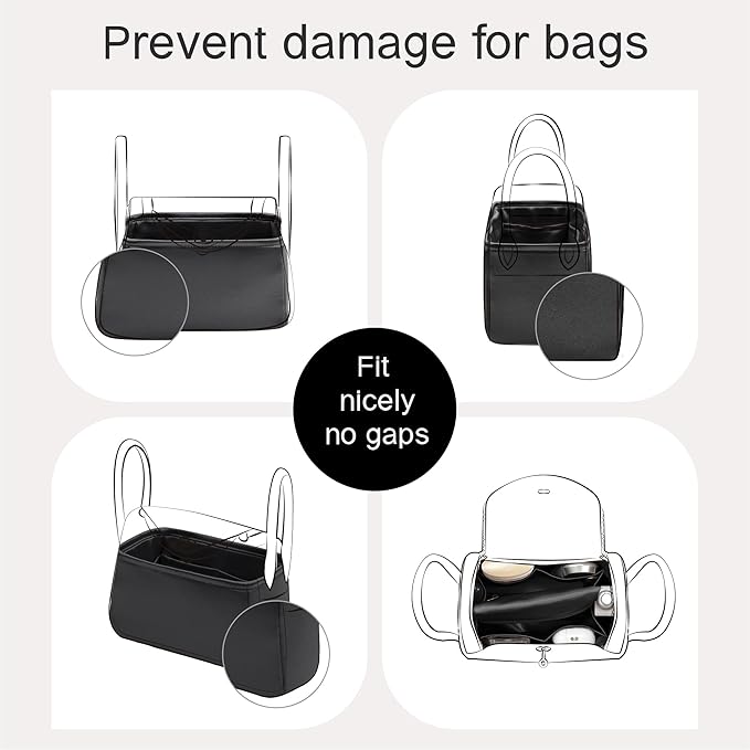 Silky Bag Insert Fit for Hermes Lindy 19/26, Silky Purse Organizer, Lightweight and Silk Touch (Fits Mini Lindy 19, Black)