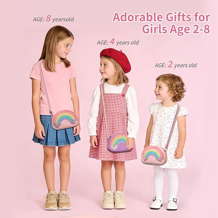 Toddler Purse Easter Basket Stuffers Gifts for Kids: 2 3 4 5 6 7 8 Year Old Girl Birthday Gift, Rainbow Crossbody Bag