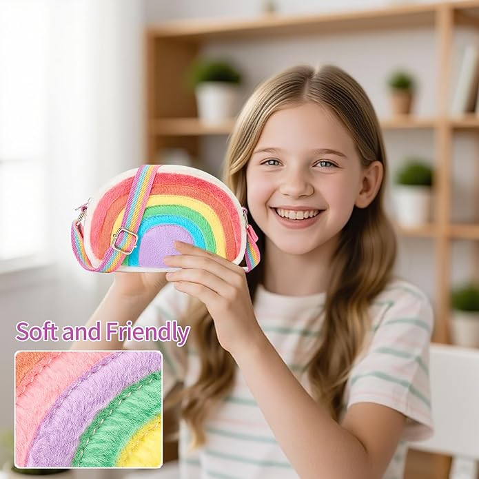 Toddler Purse Easter Basket Stuffers Gifts for Kids: 2 3 4 5 6 7 8 Year Old Girl Birthday Gift, Rainbow Crossbody Bag