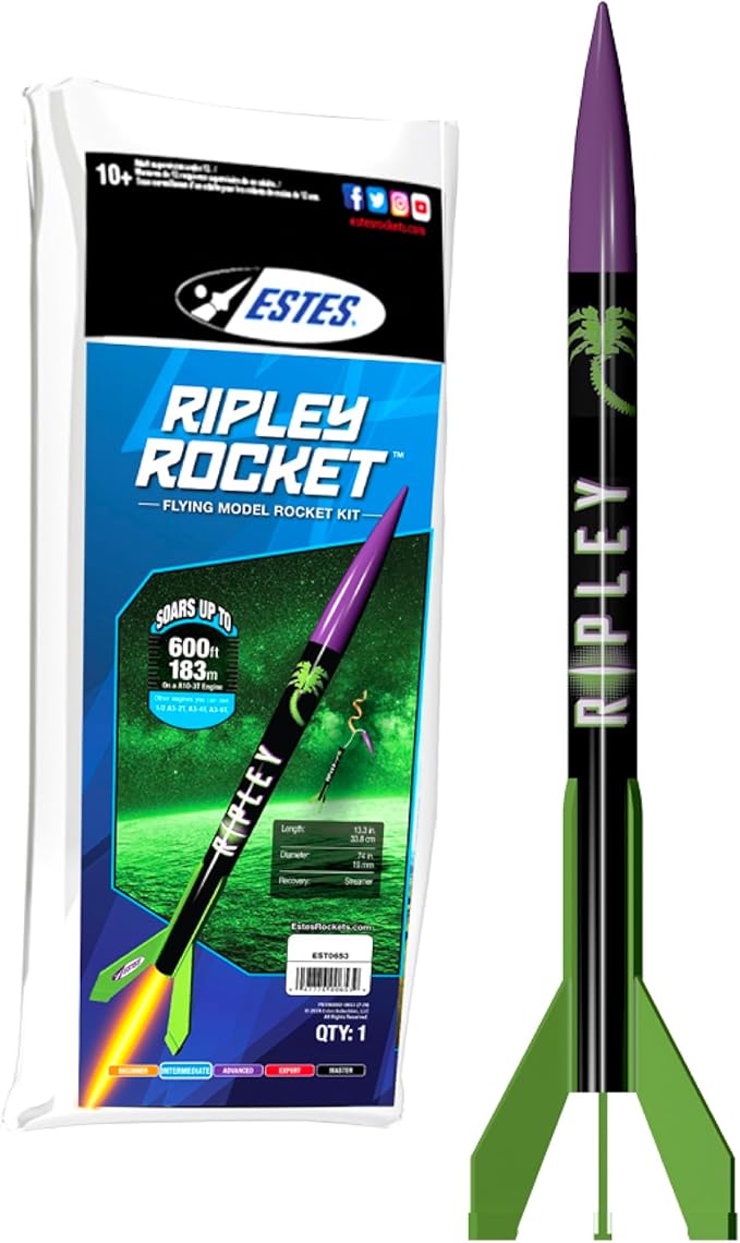 Estes 0653 Ripley Rocket-Building Kit, Intermediate Mini Flying-Model-Rocket Kit for Ages 13+
