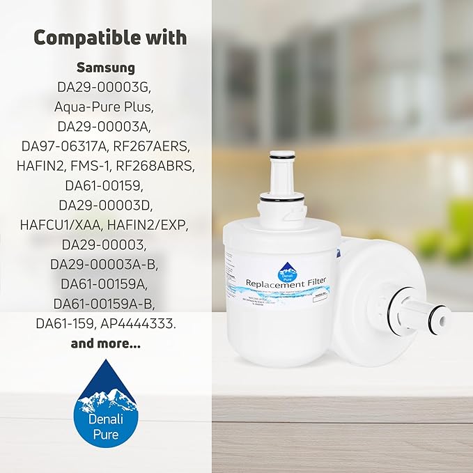 Replacement for Samsung RS2555SL Refrigerator Water Filter - Compatible with Samsung DA29-00003G, Samsung DA29-00003B, Samsung DA29-00003A Fridge Water Filter Cartridge