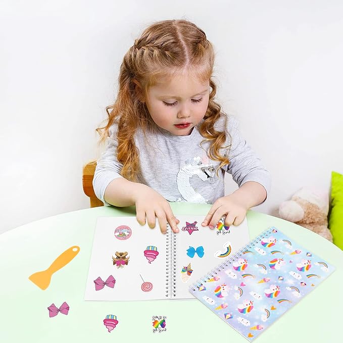 2Pcs Magic Horse Stickers Book Collecting Album with a Plastic Spatula Reusable Stickers Organizer Storage Book Sticker Collection Accessories Activity Blank Sticker Album for Collecting Label