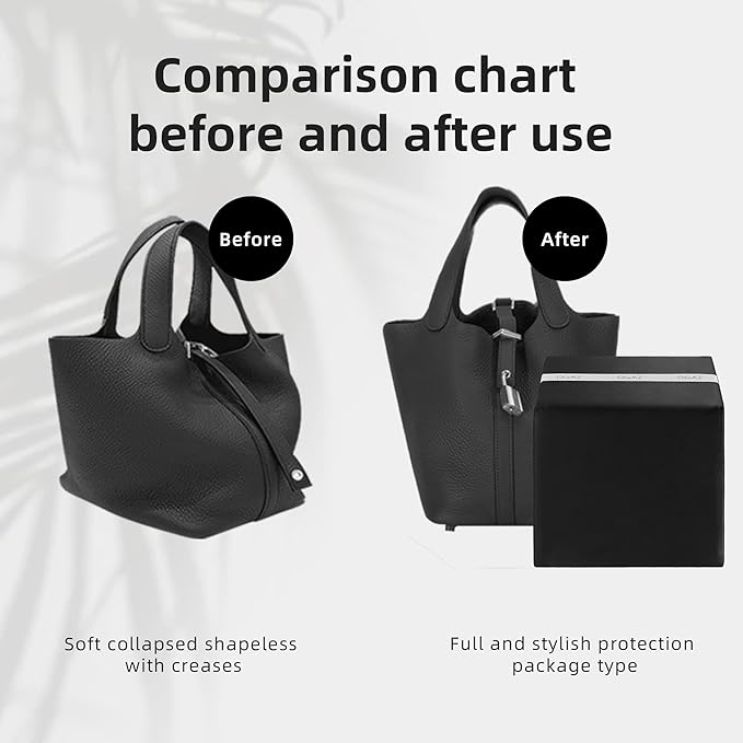 DGAZ Purse Pillow Shaper Insert For picotin Bags,Luxury Handbag Tote Shapers, Memory Foam(Black,PC14)