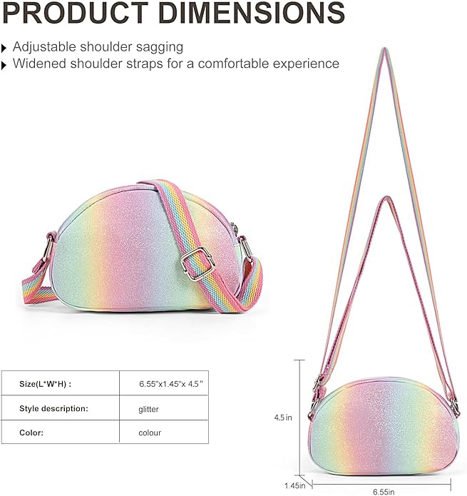 Toddler Purse Easter Basket Stuffers Gifts for Kids: 2 3 4 5 6 7 8 Year Old Girl Birthday Gift, Rainbow Crossbody Bag