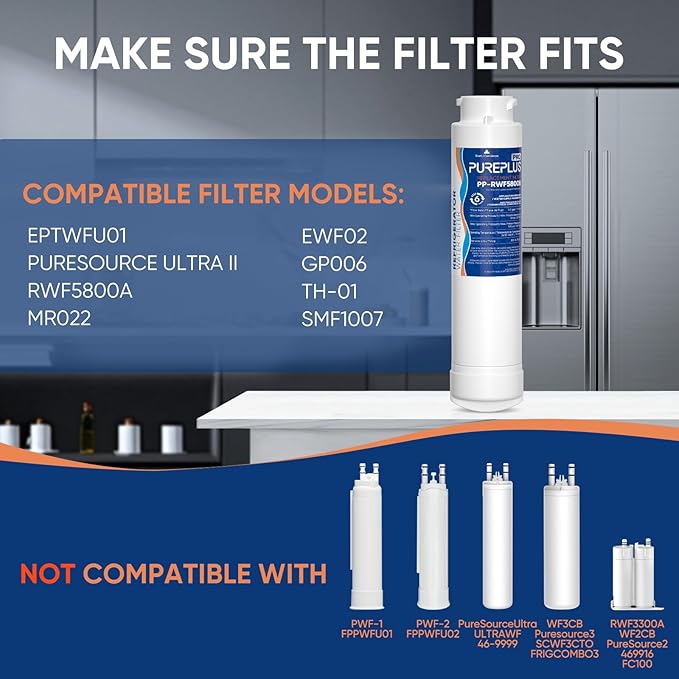 PUREPLUS Refrigerator Water Filter, Compatible with Frigidaire EPTWFU01, EWF02, Pure Source Ultra II, 3Pack