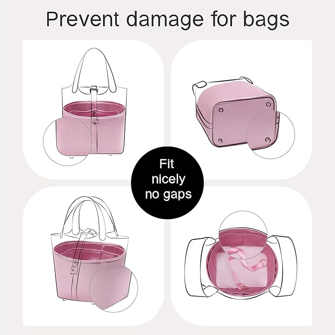 Silky Bag Insert Fit for Hermes Picotin 18/22, Silky Purse Organizer, Lightweight and Silk Touch (Fits PC22, Mauve Sylvestre)