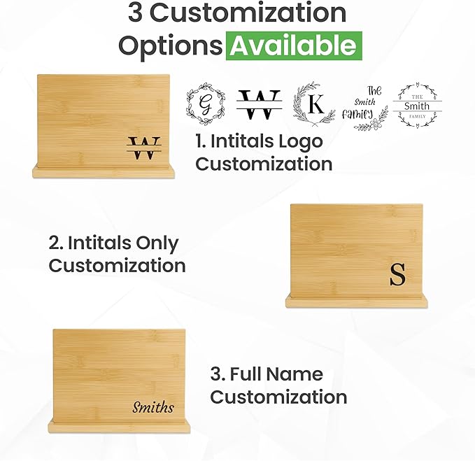 Personalized 12x9 Acacia Wood Magnetic Knife Holder for Countertop, Knife Block with Strong Double-Sided Magnet, Wooden Stand for Kitchen, Large Capacity Storage for Kitchen, Custom Engraved Gift