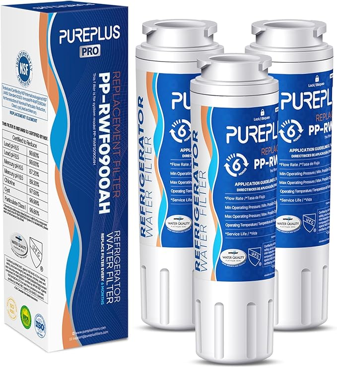 PUREPLUS UKF8001 NSF 53&42 Certified Water Filter Replacement for Maytag UKF8001P, EDR4RXD1, Everydrop Filter 4, PUR 4396395, Puriclean II, UKF8001AXX-200, UKF8001AXX-750, RWF0900A Refrigerator, 3Pack