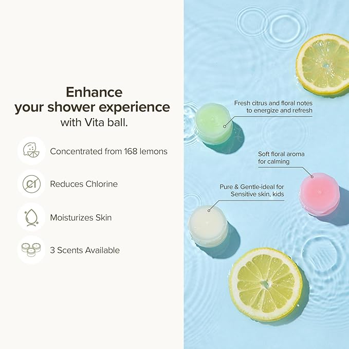 Vita Replacement Filter for Shower Head Filter, Vitamin C Filter Refill (Lime&Eucalyptus, Flower Market (Green & Pink))