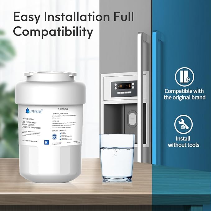 Lifefilter Replacement for MWF Refrigerator Water Filters, MWFP, HDX FMG-1, MWFA, GWF, WFC1201, RWF1060, 197D6321P006, 9991, 3 Pack