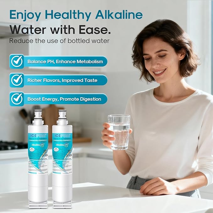 ICEPURE Alkaline 4396508 Refrigerator Water Filter Replacement for EDR5RXD1, EveryDrop Filter 5, Whirlpool 4396510, 4392857, 4396547, 9085, NL300, LC400V, PNL240V, WF-NLC240V WF285, Enhances PH, 2PACK