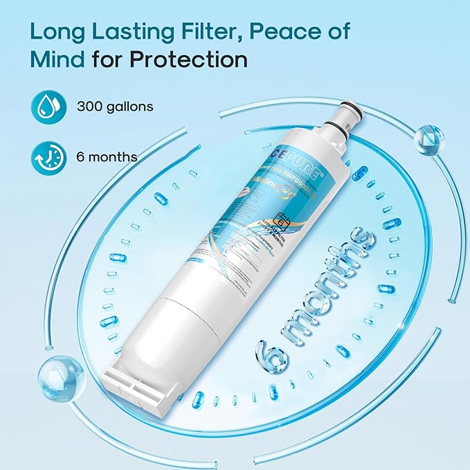 ICEPURE Alkaline 4396508 Refrigerator Water Filter Replacement for EDR5RXD1, EveryDrop Filter 5, Whirlpool 4396510, 4392857, 4396547, 9085, NL300, LC400V, PNL240V, WF-NLC240V WF285, Enhances PH, 4Pack