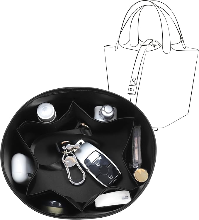 Silky Bag Insert Fit for Hermes Picotin 18/22, Silky Purse Organizer, Lightweight and Silk Touch (Fits PC18, Black)