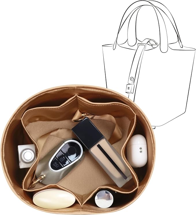 Silky Bag Insert Fit for Hermes Picotin 18/22, Silky Purse Organizer, Lightweight and Silk Touch (Fits PC18, Chai)