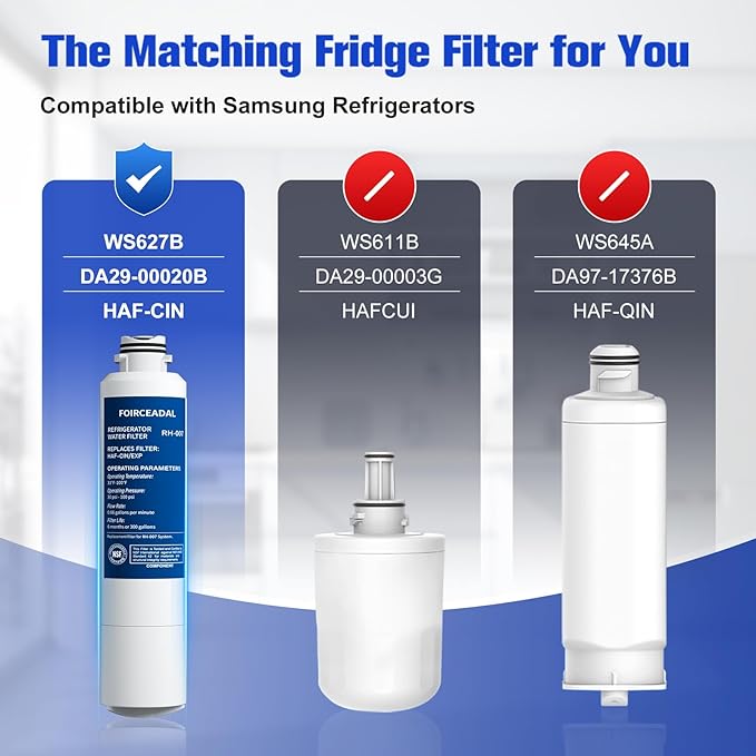 DA29-00020B Water Filter Replacement for Samsung HAF-CIN/EXP, DA29-00020A/B, DA29-00020B-1, 46-9101, RF28HMEDBSR, RF263BEAESR, RF263TEAESG, RF4287HARS, Filters 2 Pack