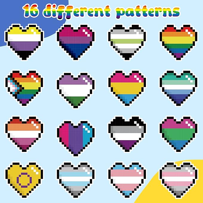 LGBTQ+ Pride Month Sticker - 1000 Pcs LGBTQ Pride Month Heart-Shaped Waterproof Vinyl Reusable Laptop Stickers Coloring Book Scrapbook Water Bottle Page Activity Pad Party Favors Skateboard